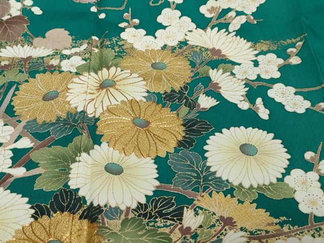 平和屋着物●豪華振袖　駒刺繍　草花文　暈し染め　金彩　正絹　逸品　DABI2604ud