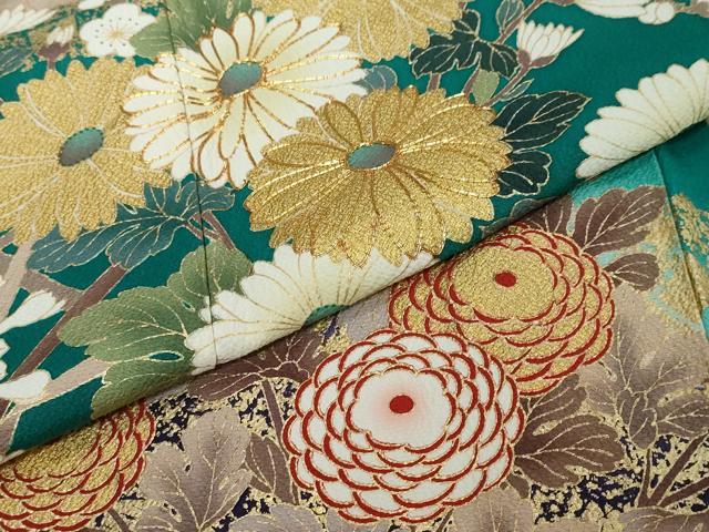 平和屋着物●豪華振袖　駒刺繍　草花文　暈し染め　金彩　正絹　逸品　DABI2604ud