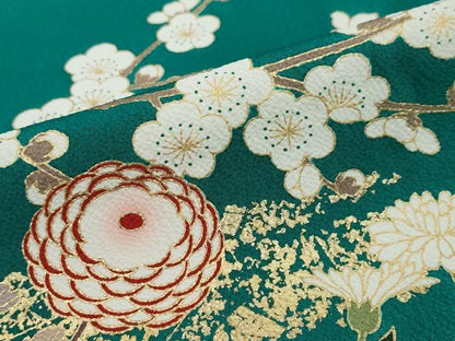 平和屋着物●豪華振袖　駒刺繍　草花文　暈し染め　金彩　正絹　逸品　DABI2604ud