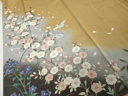 平和屋着物●訪問着　作家物　流水花鳥文　暈し染め　金彩　正絹　逸品　DABI2606ud