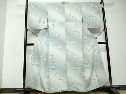 平和屋着物●上質な小紋　地紋起こし　草花文　正絹　逸品　DABI2616ud