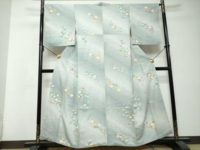 平和屋着物●上質な小紋　地紋起こし　草花文　正絹　逸品　DABI2616ud