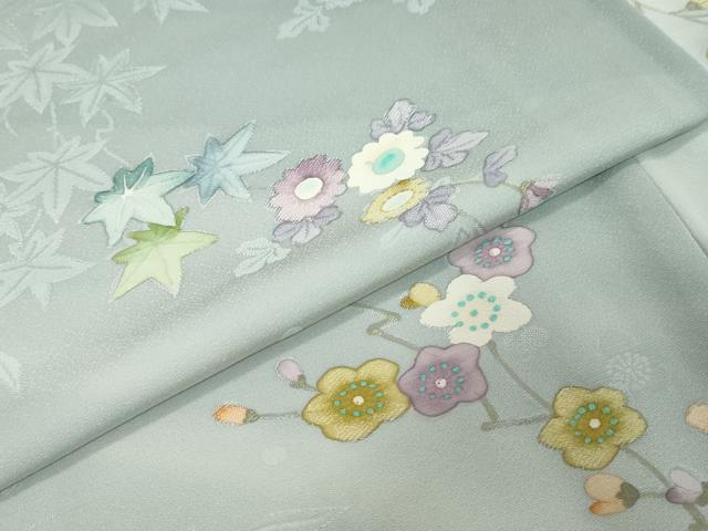 平和屋着物●上質な小紋　地紋起こし　草花文　正絹　逸品　DABI2616ud