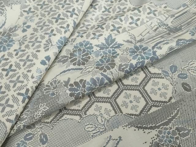 平和屋着物●本場大島紬　9マルキ　吉祥風景草花文　正絹　逸品　DABI2619ud