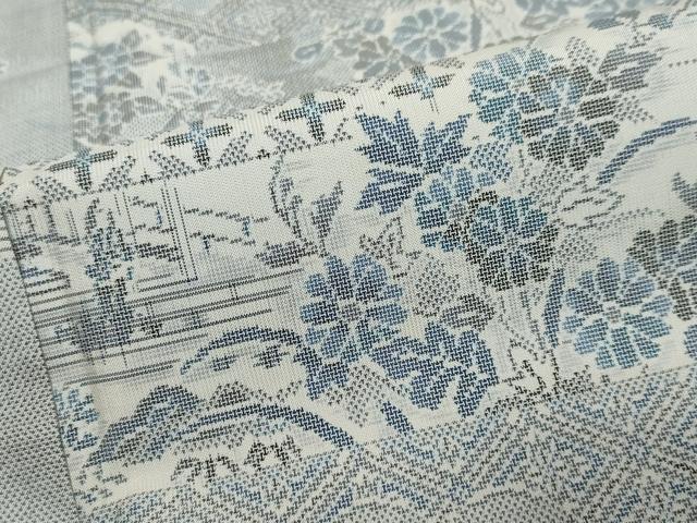 平和屋着物●本場大島紬　9マルキ　吉祥風景草花文　正絹　逸品　DABI2619ud
