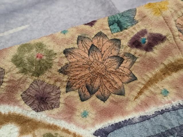 平和屋着物●訪問着　作家物　絞り　辻が花　暈し染め　金通し地　正絹　逸品　DABI2621ud