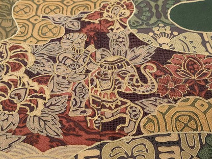 平和屋着物●中国三大刺繍　汕頭刺繍　スワトウ刺繍　総刺繍　訪問着　人物洋花文　鬼しぼ縮緬　正絹　逸品　未使用　DABI2622ud
