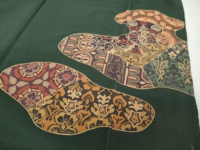 平和屋着物●中国三大刺繍　汕頭刺繍　スワトウ刺繍　総刺繍　訪問着　人物洋花文　鬼しぼ縮緬　正絹　逸品　未使用　DABI2622ud
