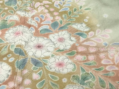 平和屋着物●訪問着　絞り　辻が花　暈し染め　銀通し地　正絹　逸品　DABI2624ud