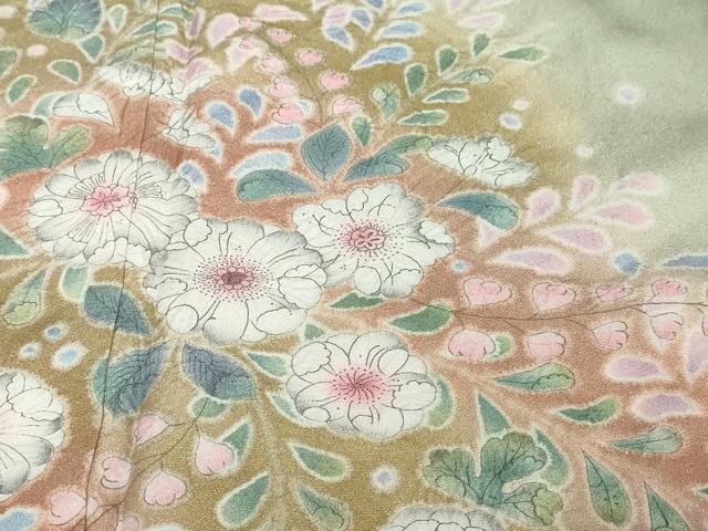 平和屋着物●訪問着　絞り　辻が花　暈し染め　銀通し地　正絹　逸品　DABI2624ud