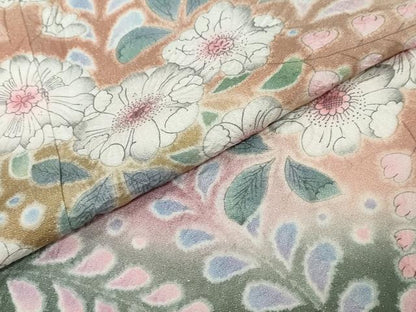 平和屋着物●訪問着　絞り　辻が花　暈し染め　銀通し地　正絹　逸品　DABI2624ud