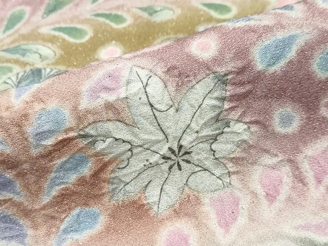 平和屋着物●訪問着　絞り　辻が花　暈し染め　銀通し地　正絹　逸品　DABI2624ud