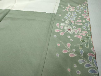 平和屋着物●訪問着　絞り　辻が花　暈し染め　銀通し地　正絹　逸品　DABI2624ud