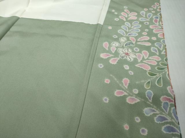 平和屋着物●訪問着　絞り　辻が花　暈し染め　銀通し地　正絹　逸品　DABI2624ud