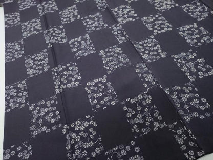 平和屋着物●上質な小紋　市松枝花文　正絹　逸品　DABI2627ud