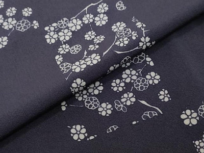 平和屋着物●上質な小紋　市松枝花文　正絹　逸品　DABI2627ud