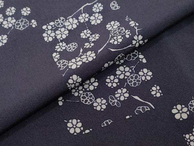 平和屋着物●上質な小紋　市松枝花文　正絹　逸品　DABI2627ud