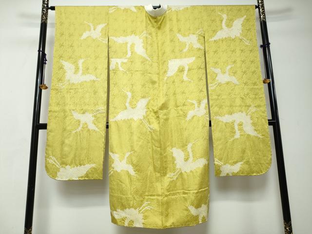 平和屋着物●振袖用長襦袢　無双仕立て　絞り　飛鶴文　正絹　逸品　未使用　DABI2629ud