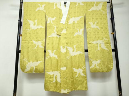 平和屋着物●振袖用長襦袢　無双仕立て　絞り　飛鶴文　正絹　逸品　未使用　DABI2629ud