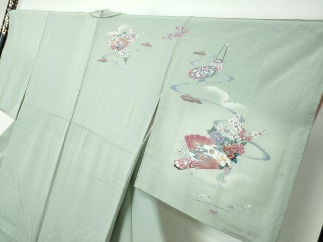 平和屋着物●訪問着　流水源氏車飾花文　暈し染め　金彩　正絹　逸品　DABI2634ud