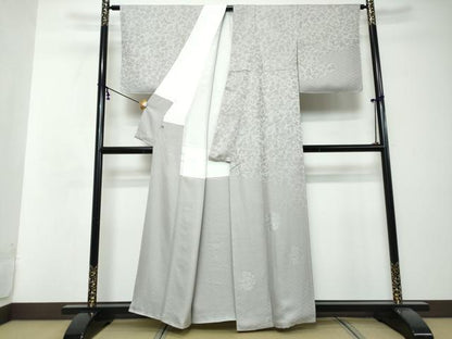 平和屋着物●無地絵羽訪問着　草花丸文　暁鼠色　ほていや扱い　正絹　逸品　未使用　DABI2635ud