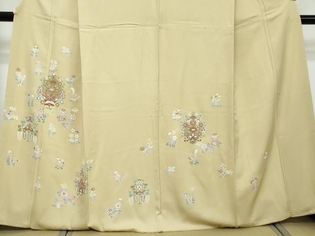 平和屋着物●訪問着　駒刺繍　洋花文　金彩　正絹　逸品　DABI2636ud
