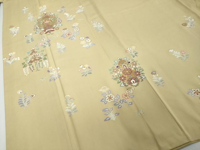 平和屋着物●訪問着　駒刺繍　洋花文　金彩　正絹　逸品　DABI2636ud