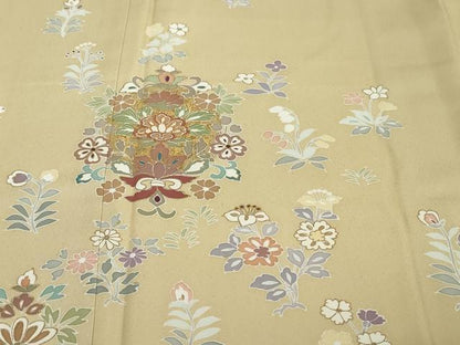 平和屋着物●訪問着　駒刺繍　洋花文　金彩　正絹　逸品　DABI2636ud