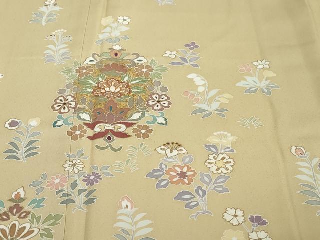 平和屋着物●訪問着　駒刺繍　洋花文　金彩　正絹　逸品　DABI2636ud