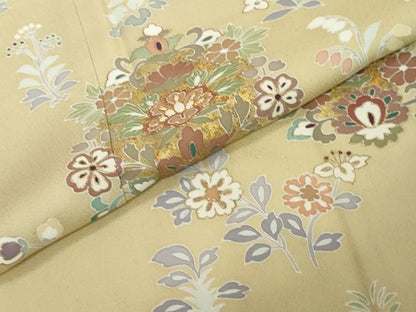 平和屋着物●訪問着　駒刺繍　洋花文　金彩　正絹　逸品　DABI2636ud