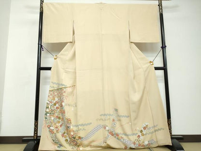 平和屋着物●豪華色留袖　駒刺繍　几帳宝尽くし花文　金彩　正絹　逸品　DABI2639ud