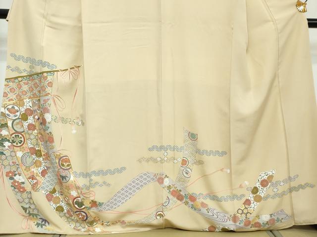 平和屋着物●豪華色留袖　駒刺繍　几帳宝尽くし花文　金彩　正絹　逸品　DABI2639ud