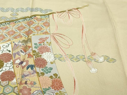 平和屋着物●豪華色留袖　駒刺繍　几帳宝尽くし花文　金彩　正絹　逸品　DABI2639ud