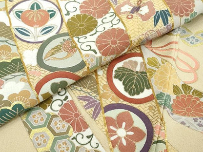 平和屋着物●豪華色留袖　駒刺繍　几帳宝尽くし花文　金彩　正絹　逸品　DABI2639ud