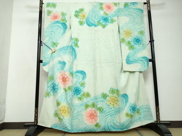 平和屋着物●豪華振袖　総絞り　流水舞花文　正絹　逸品　DABI2640ud