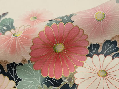 平和屋着物●訪問着　駒刺繍　草花文　暈し染め　金彩　正絹　逸品　DABI2643ud