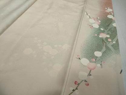 平和屋着物●訪問着　駒刺繍　草花文　暈し染め　金彩　正絹　逸品　DABI2643ud