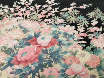 平和屋着物●豪華黒留袖　友禅　作家物　草花籬文　正絹　逸品　DABI2644ud