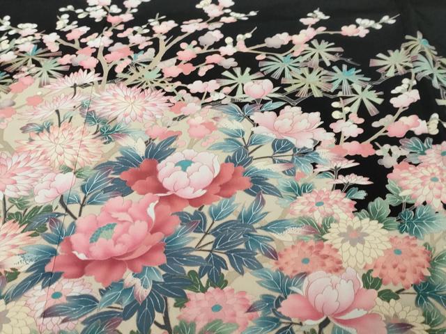 平和屋着物●豪華黒留袖　友禅　作家物　草花籬文　正絹　逸品　DABI2644ud
