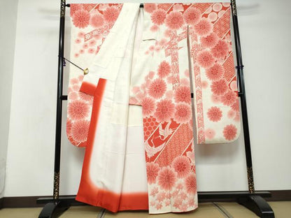 平和屋着物●豪華振袖　総絞り　吉祥飛鶴花文　正絹　逸品　DABI2646ud