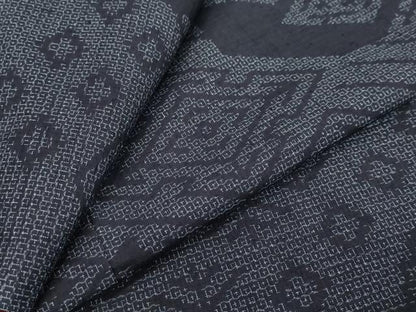 平和屋着物●結城紬　80亀甲　幾何学文様　正絹　逸品　DABI2647ud