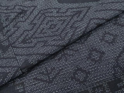 平和屋着物●結城紬　80亀甲　幾何学文様　正絹　逸品　DABI2647ud