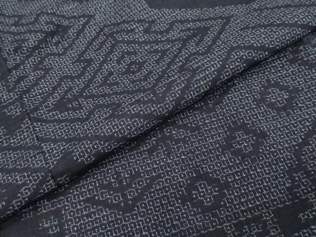 平和屋着物●結城紬　80亀甲　幾何学文様　正絹　逸品　DABI2647ud