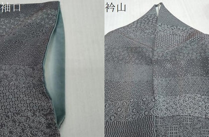 平和屋着物●江戸小紋　作家物　百柄　横段草花文　正絹　逸品　DABI2648ud