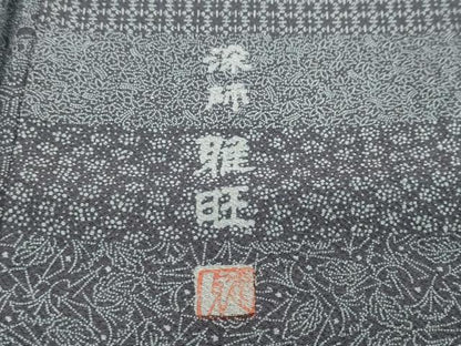 平和屋着物●江戸小紋　作家物　百柄　横段草花文　正絹　逸品　DABI2648ud