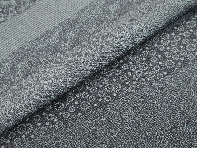 平和屋着物●江戸小紋　作家物　百柄　横段草花文　正絹　逸品　DABI2648ud