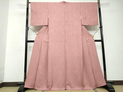 平和屋着物●上質な色無地　辻が花地紋　長春色　正絹　逸品　DABI2649ud