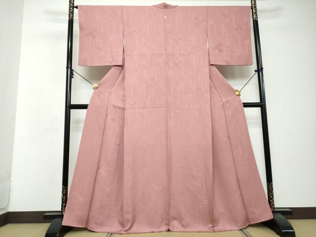 平和屋着物●上質な色無地　辻が花地紋　長春色　正絹　逸品　DABI2649ud