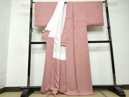 平和屋着物●上質な色無地　辻が花地紋　長春色　正絹　逸品　DABI2649ud