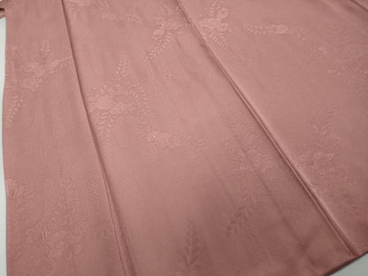 平和屋着物●上質な色無地　辻が花地紋　長春色　正絹　逸品　DABI2649ud